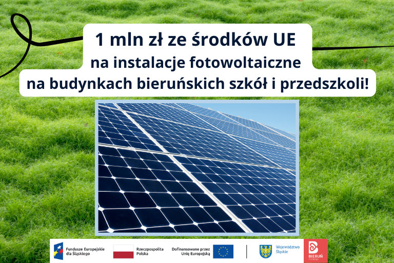 Wszystkie placówki oświatowe w Bieruniu będa miały fotowoltaikę! (slajd 1)